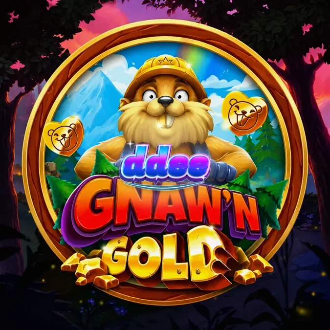 Cena da floresta com os personagens Barry Beaver e Tim Bear no slot Gnaw’n Gold